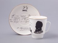 Чашка с блюдцем 165 мл форма Майская рисунок Русские писатели Лермонтов арт. 81.31746.00.1
