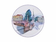 Декоративная тарелка 195 мм форма Эллипс рисунок Санкт–Петербург. Пикалов мост