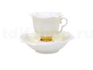 Чашка с блюдцем чайная ф.Белый цветок рис.Золотая лента