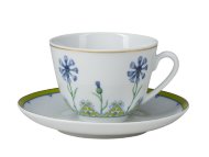Чашка с блюдцем чайная форма Весенняя рисунок Небесно-голубой василёк