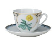 Чашка с блюдцем чайная форма Весенняя рисунок Золотая купавка