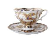Чашка с блюдцем чайная форма Наташа рисунок Фантастические бабочки