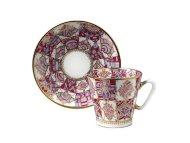 Чашка с блюдцем кофейная ф.Черный кофе рис.Розовые узоры