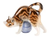 Скульптура ф.Кошка с клубком рис.Мраморный