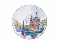 Декоративная тарелка 195 мм форма Эллипс рисунок Санкт-Петербург. Итальянский мост