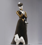 Скульптура 220 мм ф. Дама с собачкой (черная)